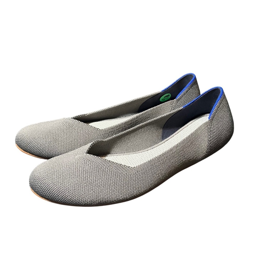Rothy's The Flat Womens 9 Grey Knit Round Toe Slip On Ballet‎ Flats